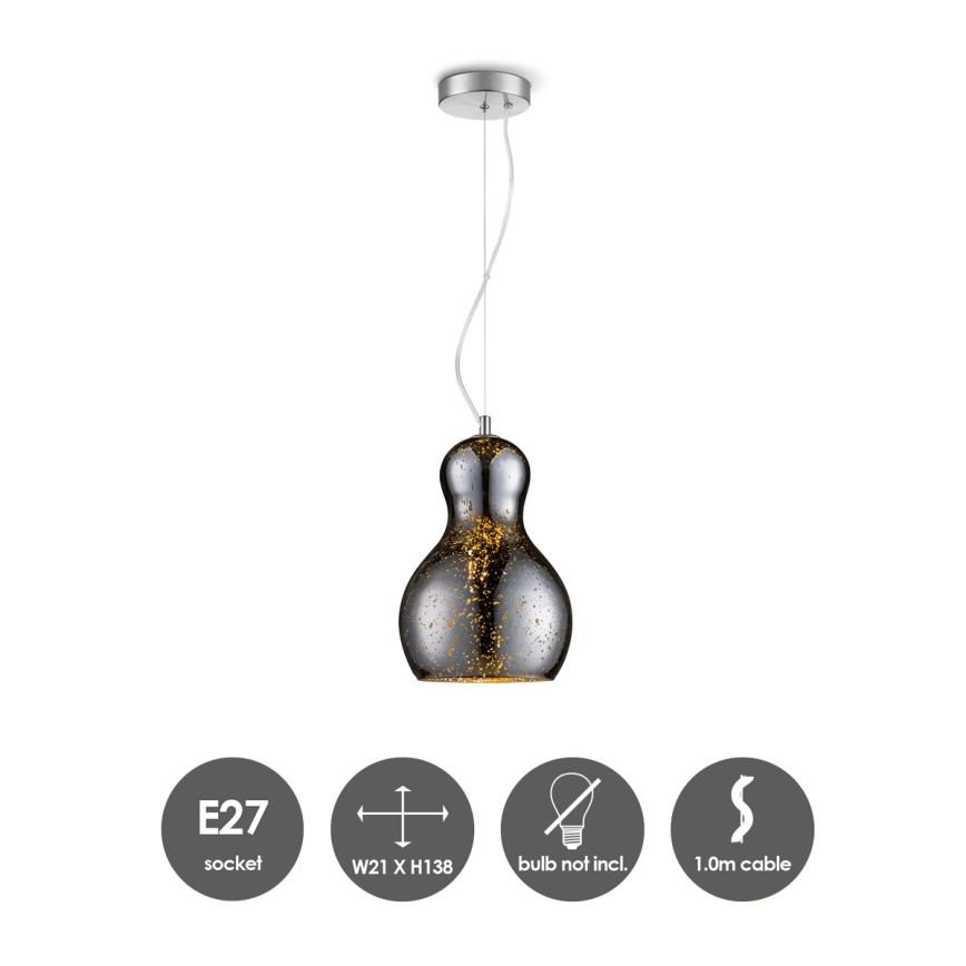 Candelabro suspenso BELLO 1xE27/40W/230V diâmetro 21 cm cromado