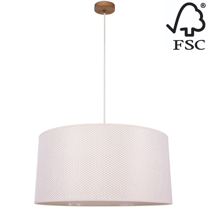 Candelabro suspenso BENITA 1xE27/40W/230V creme/carvalho – FSC certificado