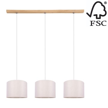 Candelabro suspenso BENITA 3xE27/40W/230V creme/carvalho – FSC certificado