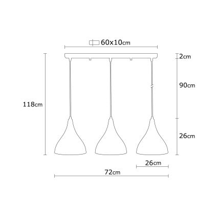 Candelabro suspenso BERCESTE 3xE27/40W/230V