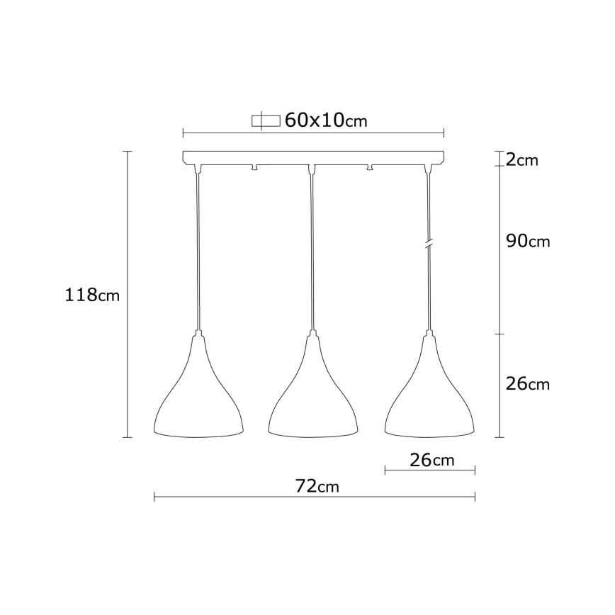 Candelabro suspenso BERCESTE 3xE27/40W/230V
