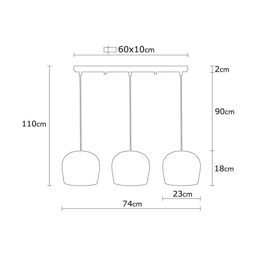 Candelabro suspenso BERCESTE 3xE27/40W/230V