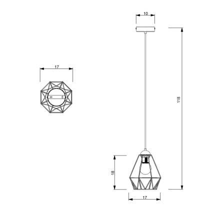 Candelabro suspenso BERGEN 1xE27/60W/230V preto