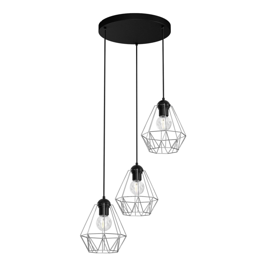 Candelabro suspenso BERGEN 3xE27/60W/230V preto/cromado brilhante