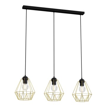Candelabro suspenso BERGEN 3xE27/60W/230V preto/dourada