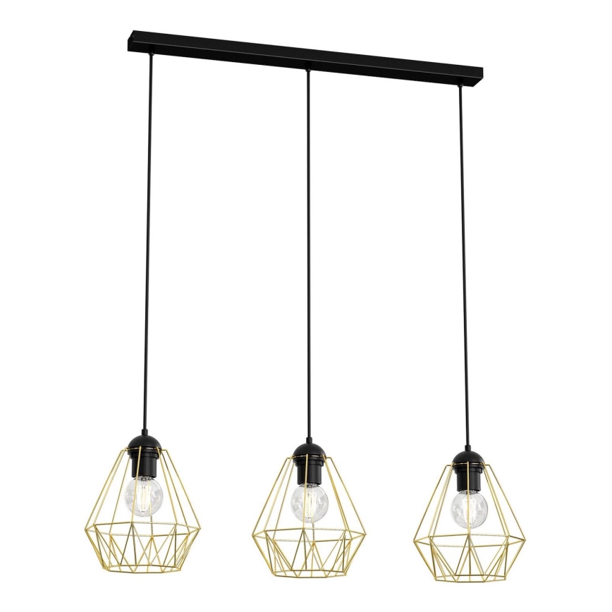 Candelabro suspenso BERGEN 3xE27/60W/230V preto/dourada