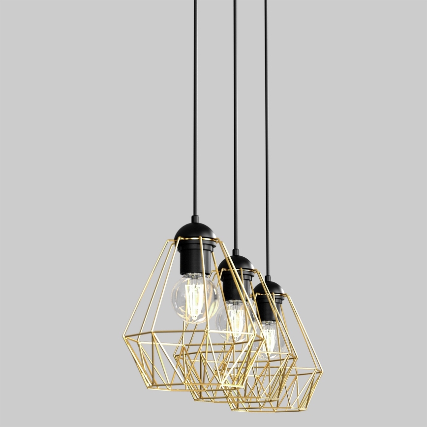 Candelabro suspenso BERGEN 3xE27/60W/230V preto/dourada