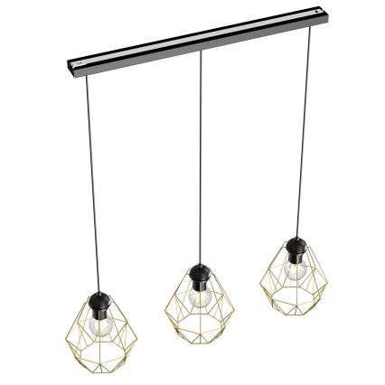 Candelabro suspenso BERGEN 3xE27/60W/230V preto/dourada