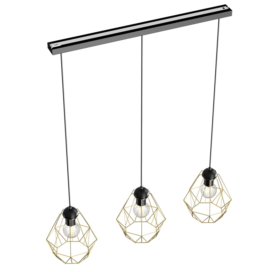 Candelabro suspenso BERGEN 3xE27/60W/230V preto/dourada