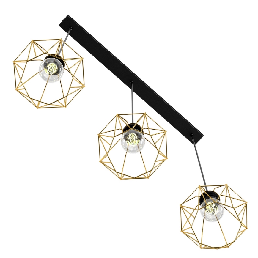 Candelabro suspenso BERGEN 3xE27/60W/230V preto/dourada