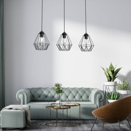 Candelabro suspenso BERGEN 3xE27/60W/230V preto