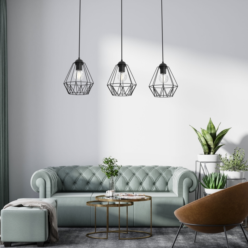 Candelabro suspenso BERGEN 3xE27/60W/230V preto