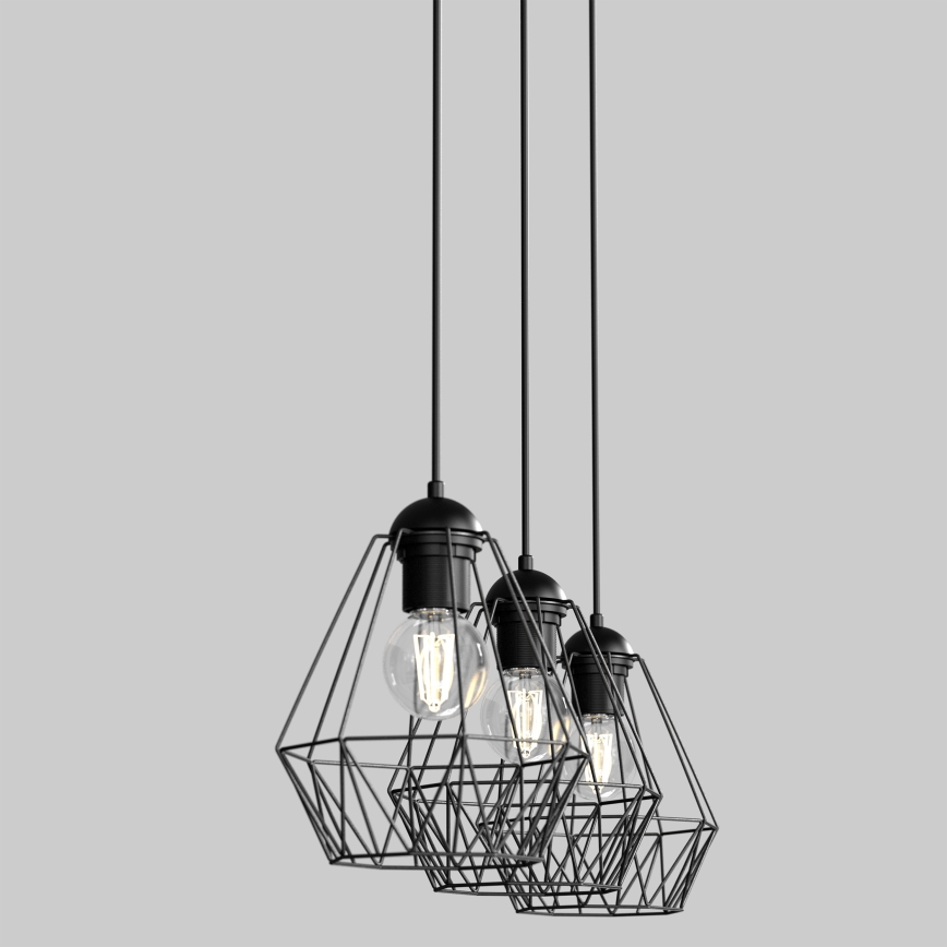 Candelabro suspenso BERGEN 3xE27/60W/230V preto