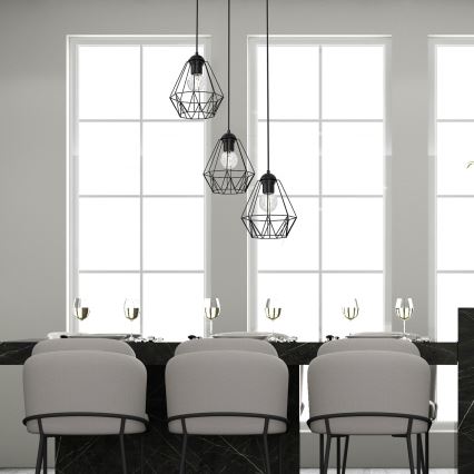 Candelabro suspenso BERGEN 3xE27/60W/230V preto