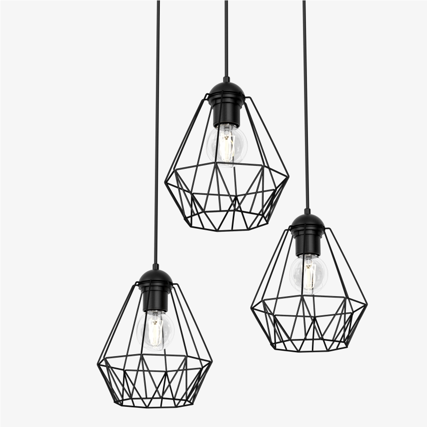 Candelabro suspenso BERGEN 3xE27/60W/230V preto