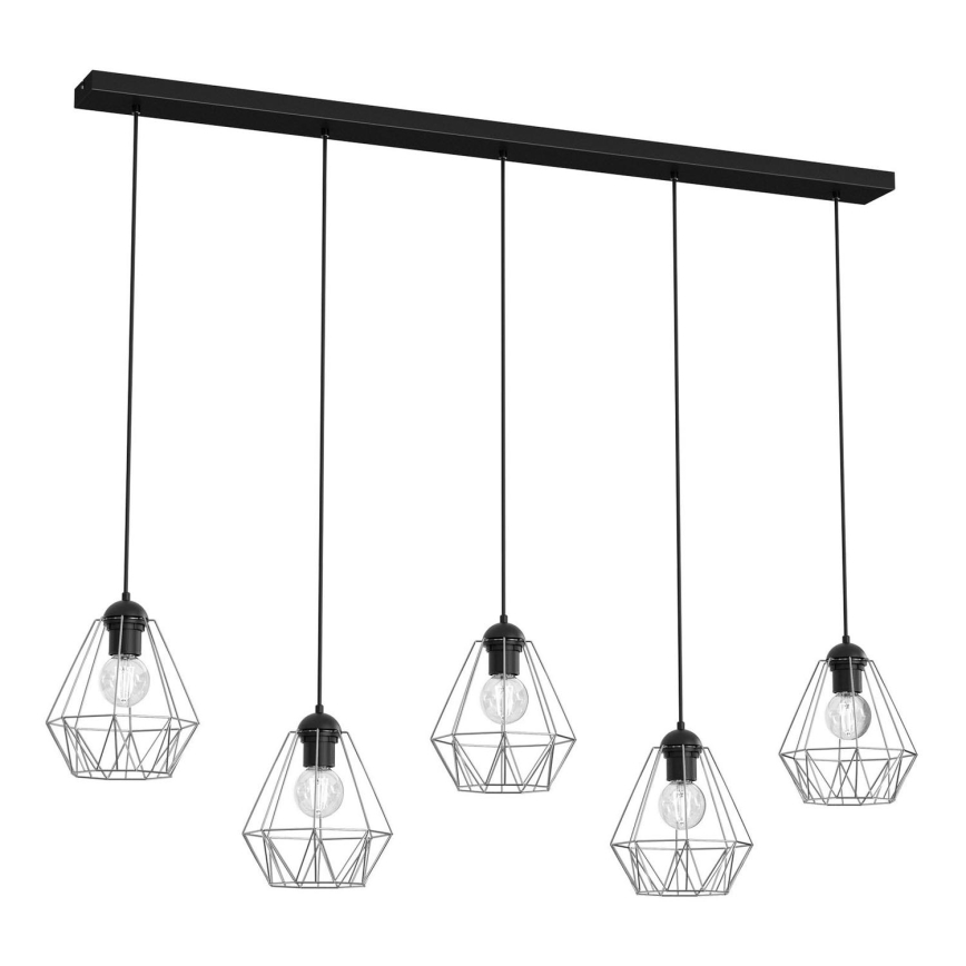 Candelabro suspenso BERGEN 5xE27/60W/230V preto/cromado brilhante