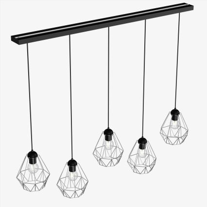 Candelabro suspenso BERGEN 5xE27/60W/230V preto/cromado brilhante