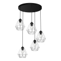 Candelabro suspenso BERGEN 5xE27/60W/230V preto/cromado brilhante