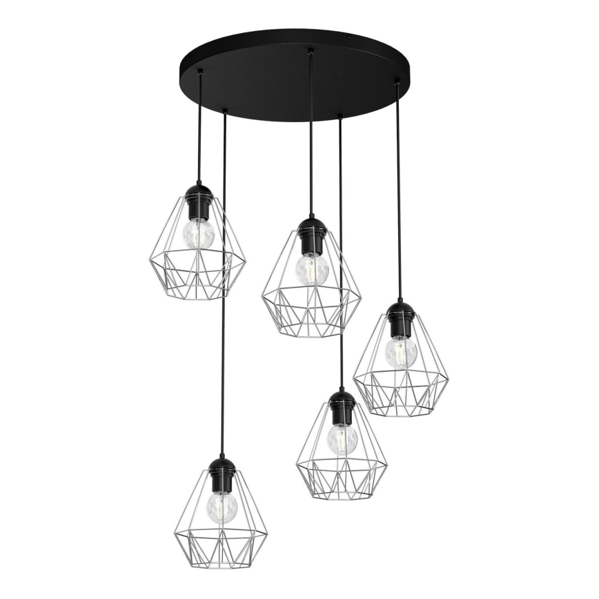 Candelabro suspenso BERGEN 5xE27/60W/230V preto/cromado brilhante