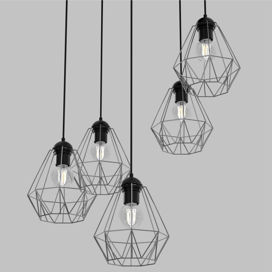 Candelabro suspenso BERGEN 5xE27/60W/230V preto/cromado brilhante