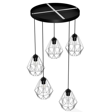 Candelabro suspenso BERGEN 5xE27/60W/230V preto/cromado brilhante