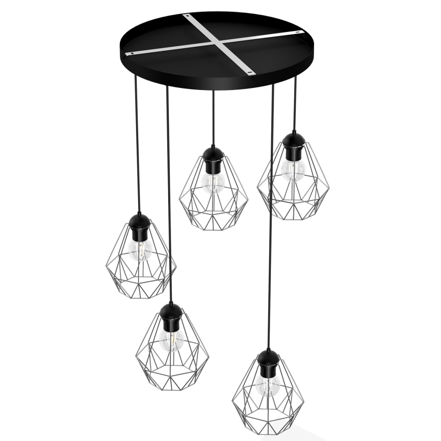 Candelabro suspenso BERGEN 5xE27/60W/230V preto/cromado brilhante