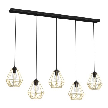 Candelabro suspenso BERGEN 5xE27/60W/230V preto/dourada