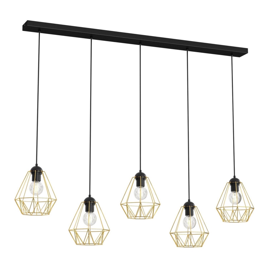 Candelabro suspenso BERGEN 5xE27/60W/230V preto/dourada