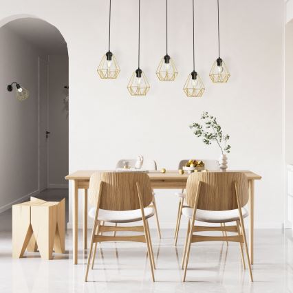 Candelabro suspenso BERGEN 5xE27/60W/230V preto/dourada