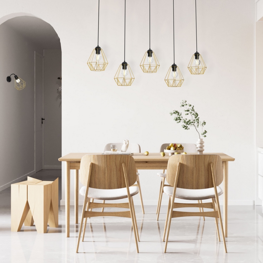 Candelabro suspenso BERGEN 5xE27/60W/230V preto/dourada