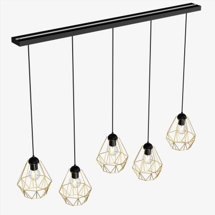 Candelabro suspenso BERGEN 5xE27/60W/230V preto/dourada