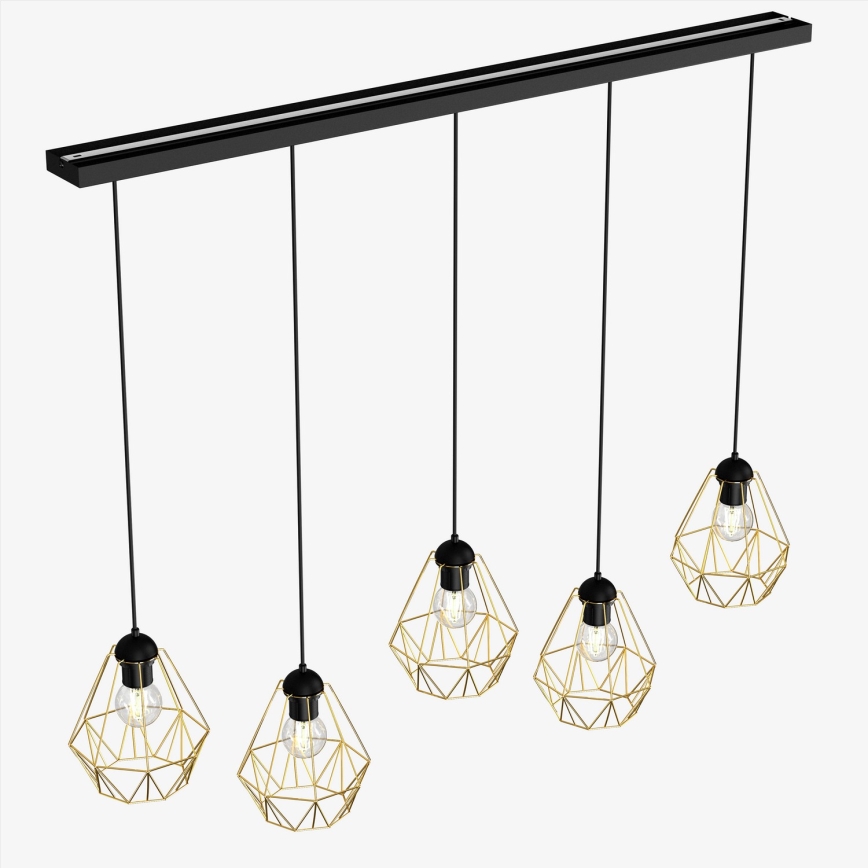 Candelabro suspenso BERGEN 5xE27/60W/230V preto/dourada