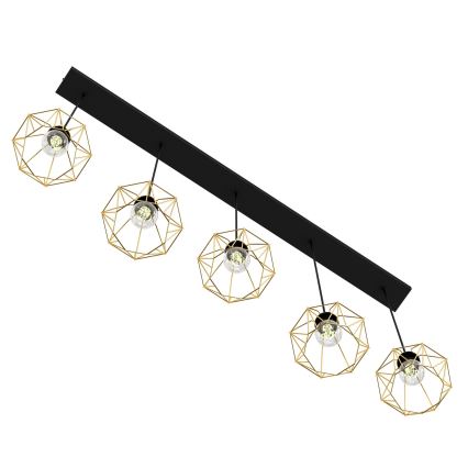 Candelabro suspenso BERGEN 5xE27/60W/230V preto/dourada