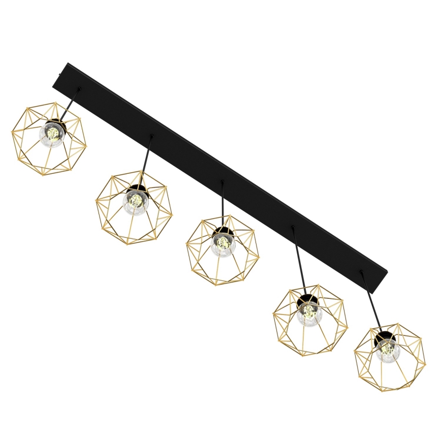 Candelabro suspenso BERGEN 5xE27/60W/230V preto/dourada