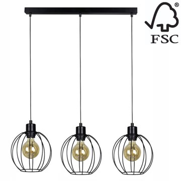 Candelabro suspenso BERIS 3xE27/60W/230V carvalho - certificado por FSC