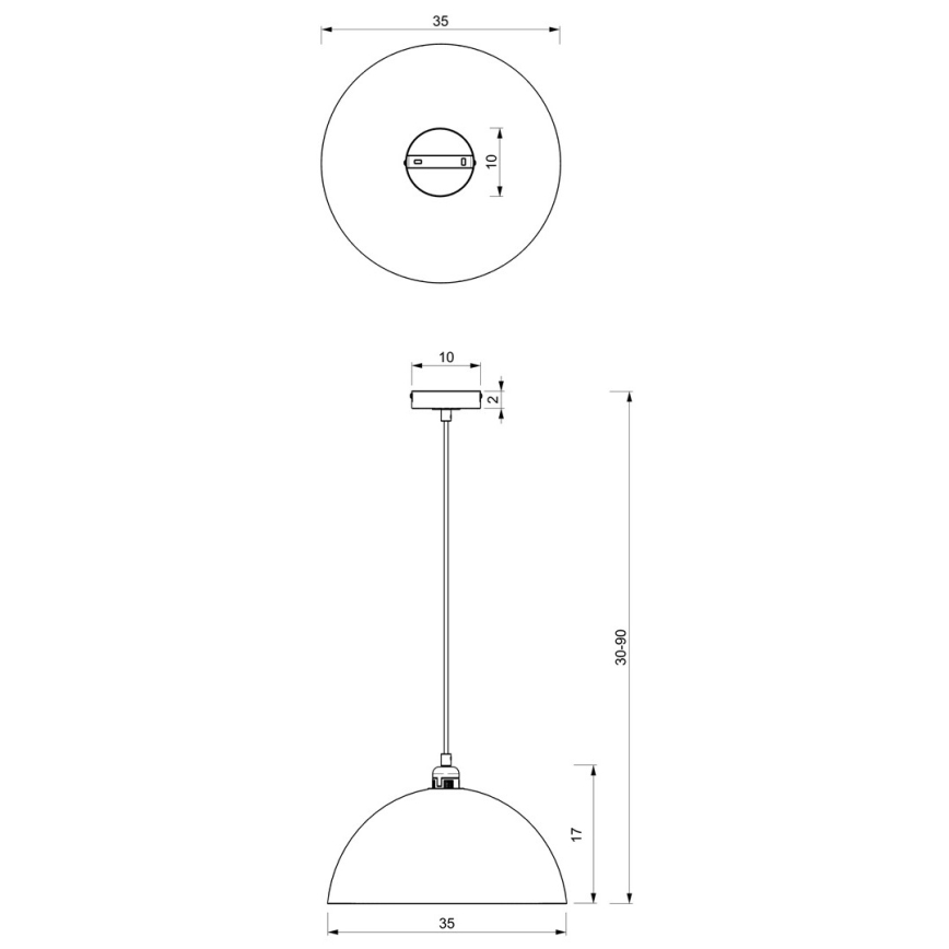 Candelabro suspenso BETA 1xE27/60W/230V d. 35 cm preto