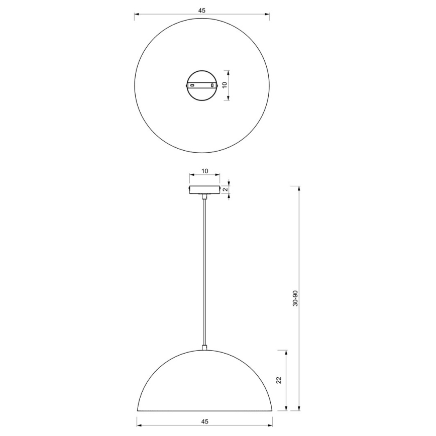 Candelabro suspenso BETA 1xE27/60W/230V d. 45 cm branco