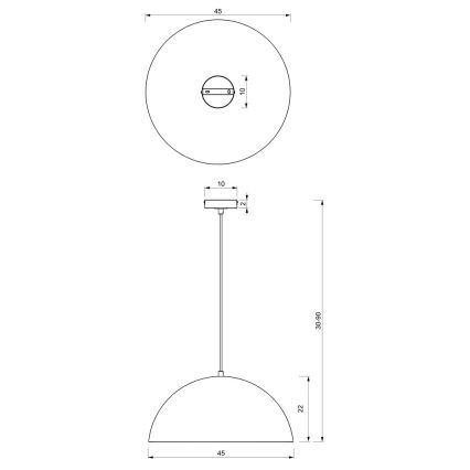 Candelabro suspenso BETA 1xE27/60W/230V d. 45 cm preto