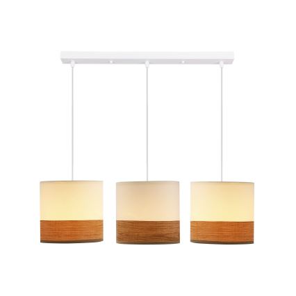 Candelabro suspenso BIANCO 3xE27/40W/230V branco/castanho