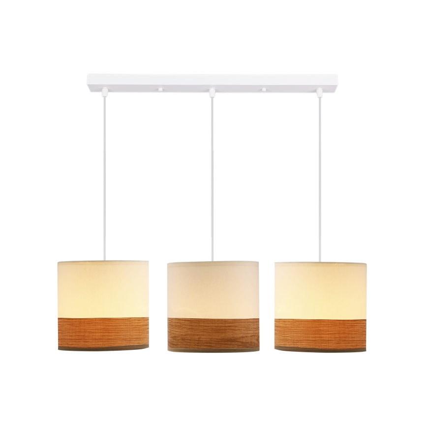 Candelabro suspenso BIANCO 3xE27/40W/230V branco/castanho