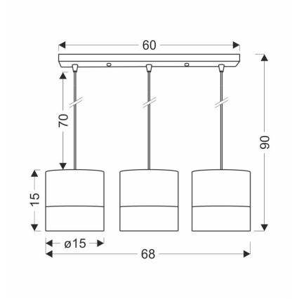 Candelabro suspenso BIANCO 3xE27/40W/230V branco/castanho