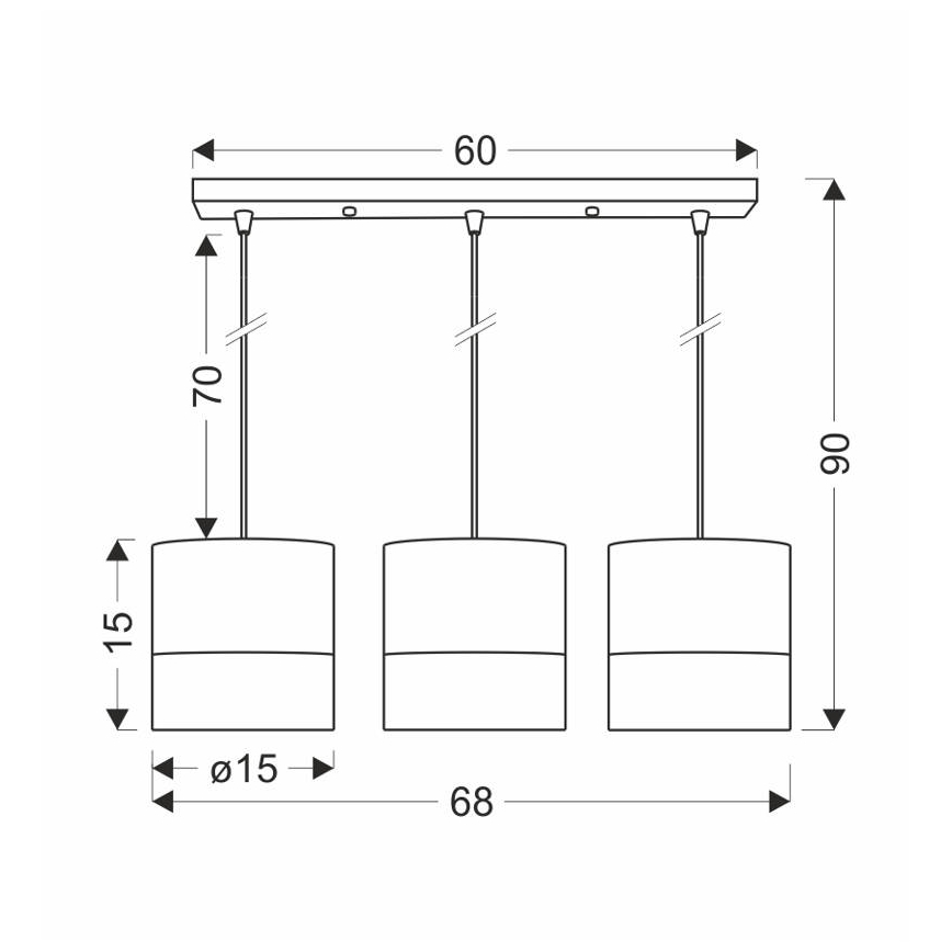 Candelabro suspenso BIANCO 3xE27/40W/230V branco/castanho