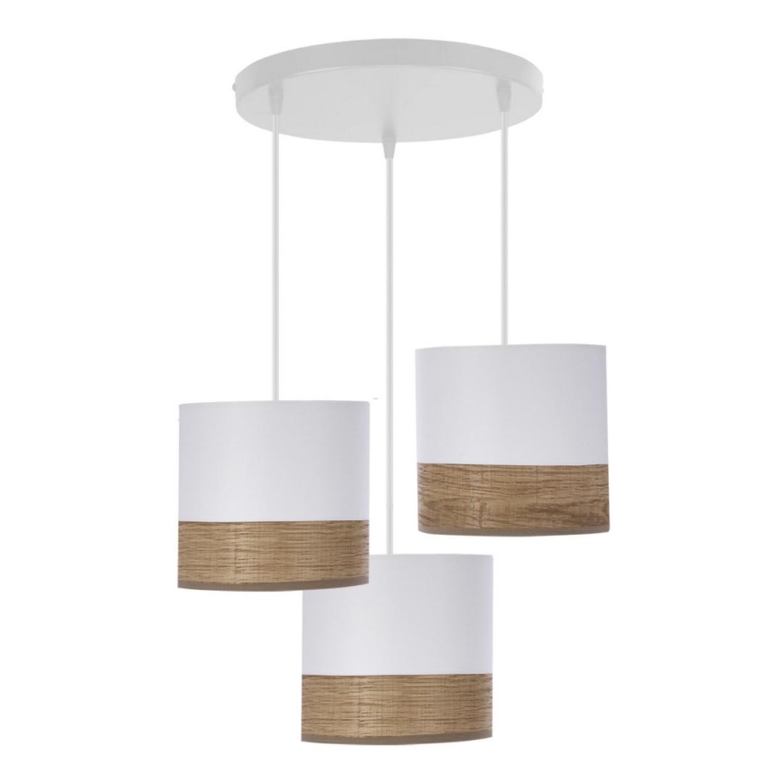 Candelabro suspenso BIANCO 3xE27/40W/230V branco/castanho