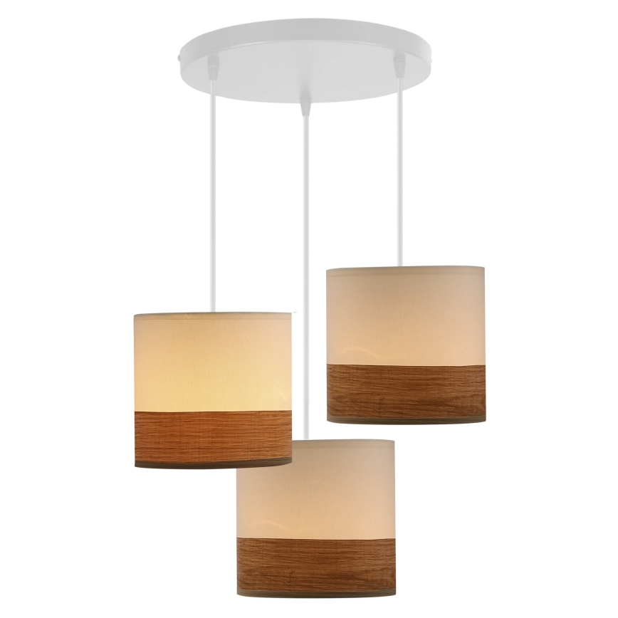 Candelabro suspenso BIANCO 3xE27/40W/230V branco/castanho