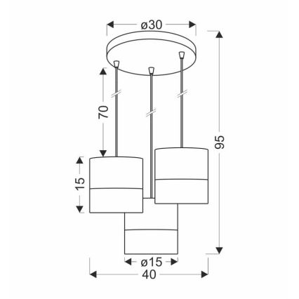 Candelabro suspenso BIANCO 3xE27/40W/230V branco/castanho
