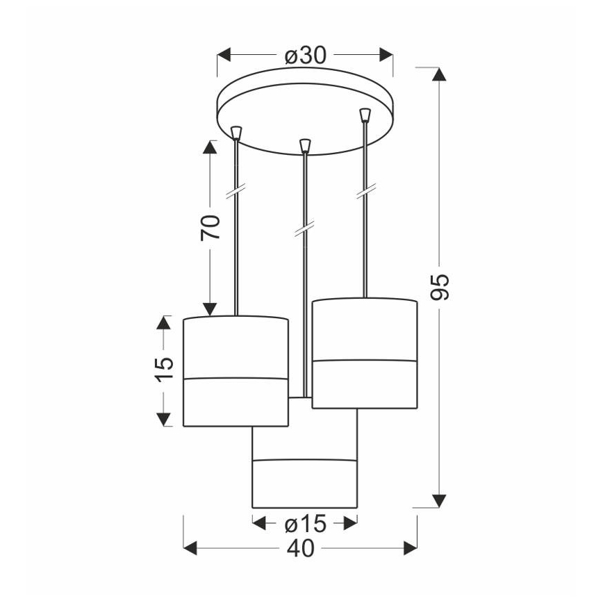Candelabro suspenso BIANCO 3xE27/40W/230V branco/castanho