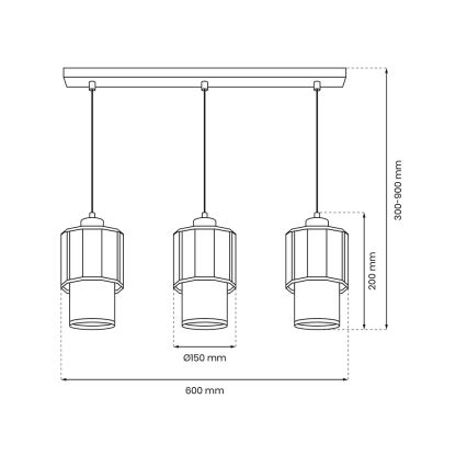 Candelabro suspenso BLANCO 3xE27/60W/230V branco
