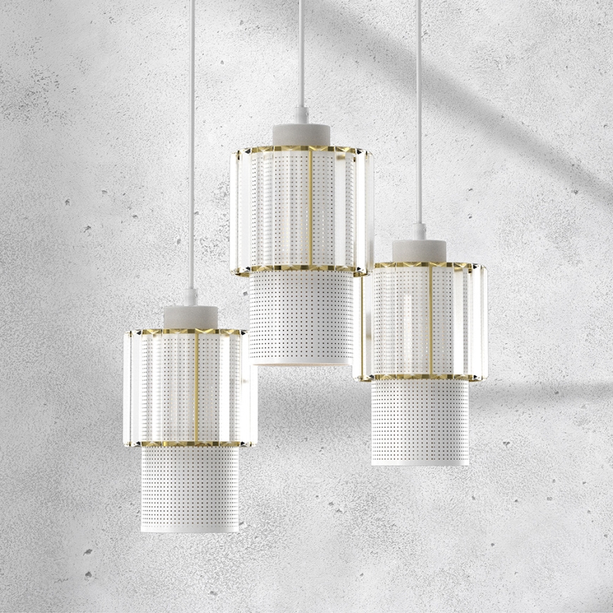 Candelabro suspenso BLANCO 3xE27/60W/230V branco