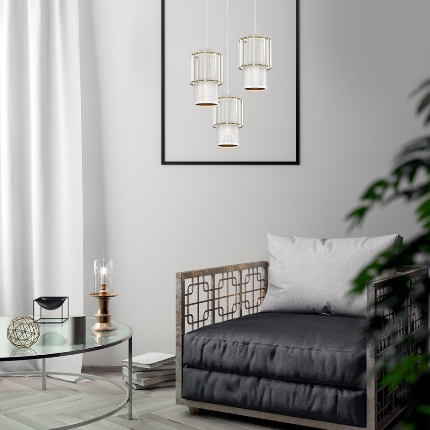 Candelabro suspenso BLANCO 3xE27/60W/230V branco