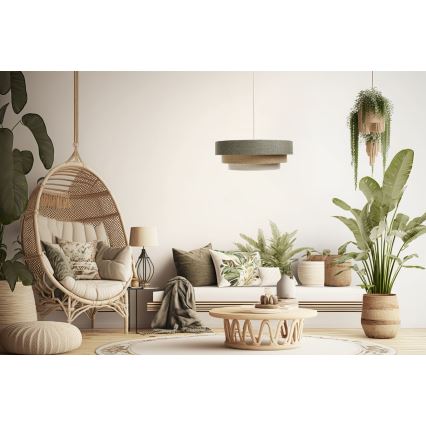 Candelabro suspenso BOHO TRINITI 1xE27/60W/230V cinzento/bege/creme